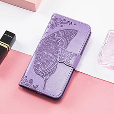 Funda de Cuero Cartera con Soporte Mariposa Carcasa S01D para Huawei Honor 60 5G Purpura Claro