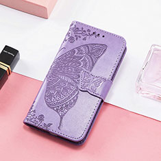 Funda de Cuero Cartera con Soporte Mariposa Carcasa S01D para Huawei Honor 80 Pro 5G Purpura Claro