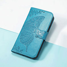 Funda de Cuero Cartera con Soporte Mariposa Carcasa S01D para Huawei Honor V40 5G Azul