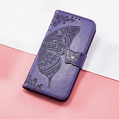 Funda de Cuero Cartera con Soporte Mariposa Carcasa S01D para Huawei Honor X9 5G Morado