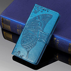 Funda de Cuero Cartera con Soporte Mariposa Carcasa S01D para Samsung Galaxy S21 Ultra 5G Azul