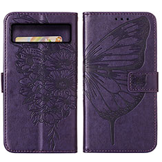 Funda de Cuero Cartera con Soporte Mariposa Carcasa Y01B para Google Pixel 8 5G Morado