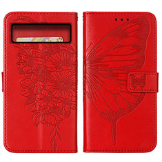 Funda de Cuero Cartera con Soporte Mariposa Carcasa Y01B para Google Pixel 8 5G Rojo