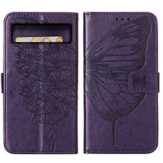 Funda de Cuero Cartera con Soporte Mariposa Carcasa Y01B para Google Pixel 8 Pro 5G Morado