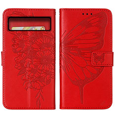 Funda de Cuero Cartera con Soporte Mariposa Carcasa Y01B para Google Pixel 8 Pro 5G Rojo