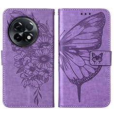 Funda de Cuero Cartera con Soporte Mariposa Carcasa Y01B para OnePlus Ace 2 5G Purpura Claro