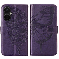 Funda de Cuero Cartera con Soporte Mariposa Carcasa Y01B para OnePlus Nord CE 3 Lite 5G Morado