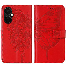 Funda de Cuero Cartera con Soporte Mariposa Carcasa Y01B para OnePlus Nord CE 3 Lite 5G Rojo