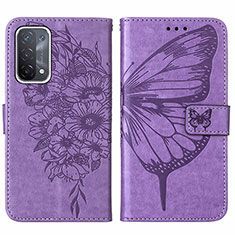 Funda de Cuero Cartera con Soporte Mariposa Carcasa Y01B para OnePlus Nord N200 5G Purpura Claro