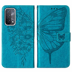 Funda de Cuero Cartera con Soporte Mariposa Carcasa Y01B para Oppo A54 5G Azul