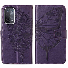 Funda de Cuero Cartera con Soporte Mariposa Carcasa Y01B para Oppo A54 5G Morado