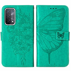 Funda de Cuero Cartera con Soporte Mariposa Carcasa Y01B para Oppo A54 5G Verde