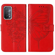 Funda de Cuero Cartera con Soporte Mariposa Carcasa Y01B para Oppo A93 5G Rojo