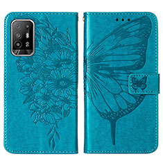 Funda de Cuero Cartera con Soporte Mariposa Carcasa Y01B para Oppo A94 5G Azul