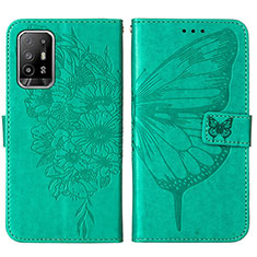 Funda de Cuero Cartera con Soporte Mariposa Carcasa Y01B para Oppo A94 5G Verde