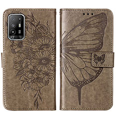 Funda de Cuero Cartera con Soporte Mariposa Carcasa Y01B para Oppo A95 5G Gris