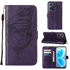 Funda de Cuero Cartera con Soporte Mariposa Carcasa Y01B para Oppo A96 4G Morado