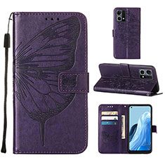 Funda de Cuero Cartera con Soporte Mariposa Carcasa Y01B para Oppo F21 Pro 4G Morado