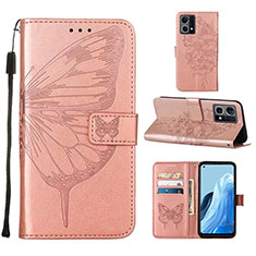 Funda de Cuero Cartera con Soporte Mariposa Carcasa Y01B para Oppo F21s Pro 4G Oro Rosa