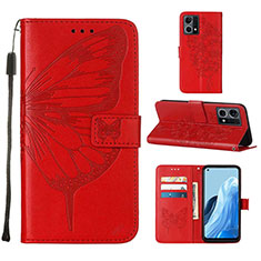 Funda de Cuero Cartera con Soporte Mariposa Carcasa Y01B para Oppo F21s Pro 4G Rojo