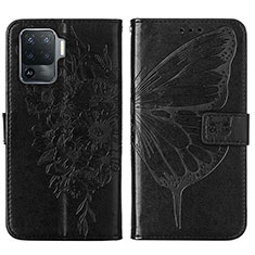 Funda de Cuero Cartera con Soporte Mariposa Carcasa Y01B para Oppo Reno5 F Negro