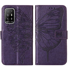 Funda de Cuero Cartera con Soporte Mariposa Carcasa Y01B para Oppo Reno5 Z 5G Morado