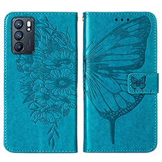 Funda de Cuero Cartera con Soporte Mariposa Carcasa Y01B para Oppo Reno6 5G Azul