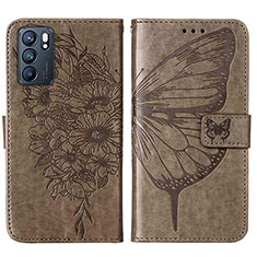 Funda de Cuero Cartera con Soporte Mariposa Carcasa Y01B para Oppo Reno6 5G Gris