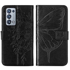 Funda de Cuero Cartera con Soporte Mariposa Carcasa Y01B para Oppo Reno6 Pro 5G Negro