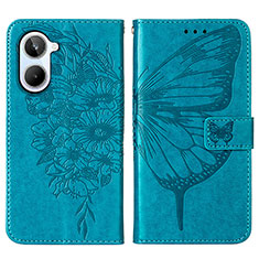 Funda de Cuero Cartera con Soporte Mariposa Carcasa Y01B para Realme 10 4G Azul