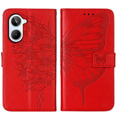 Funda de Cuero Cartera con Soporte Mariposa Carcasa Y01B para Realme 10 4G Rojo