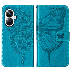 Funda de Cuero Cartera con Soporte Mariposa Carcasa Y01B para Realme 10 Pro+ Plus 5G Azul