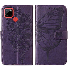 Funda de Cuero Cartera con Soporte Mariposa Carcasa Y01B para Realme 7i RMX2193 Morado