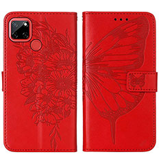 Funda de Cuero Cartera con Soporte Mariposa Carcasa Y01B para Realme 7i RMX2193 Rojo