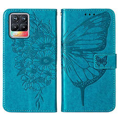 Funda de Cuero Cartera con Soporte Mariposa Carcasa Y01B para Realme 8 4G Azul