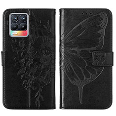 Funda de Cuero Cartera con Soporte Mariposa Carcasa Y01B para Realme 8 4G Negro