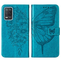 Funda de Cuero Cartera con Soporte Mariposa Carcasa Y01B para Realme 8 5G Azul