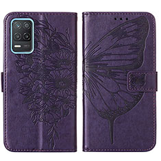 Funda de Cuero Cartera con Soporte Mariposa Carcasa Y01B para Realme 8 5G Morado