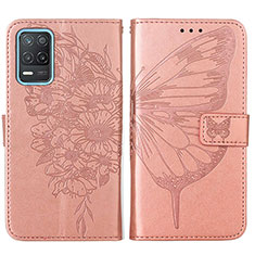 Funda de Cuero Cartera con Soporte Mariposa Carcasa Y01B para Realme 8 5G Oro Rosa