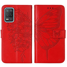 Funda de Cuero Cartera con Soporte Mariposa Carcasa Y01B para Realme 8 5G Rojo