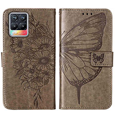 Funda de Cuero Cartera con Soporte Mariposa Carcasa Y01B para Realme 8 Pro Gris