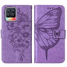 Funda de Cuero Cartera con Soporte Mariposa Carcasa Y01B para Realme 8 Pro Purpura Claro