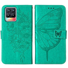 Funda de Cuero Cartera con Soporte Mariposa Carcasa Y01B para Realme 8 Pro Verde