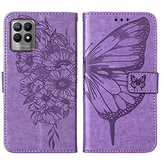 Funda de Cuero Cartera con Soporte Mariposa Carcasa Y01B para Realme 8i Purpura Claro