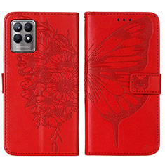 Funda de Cuero Cartera con Soporte Mariposa Carcasa Y01B para Realme 8i Rojo