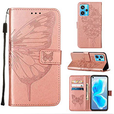 Funda de Cuero Cartera con Soporte Mariposa Carcasa Y01B para Realme 9 4G Oro Rosa