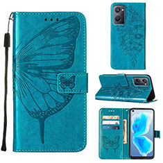 Funda de Cuero Cartera con Soporte Mariposa Carcasa Y01B para Realme 9i 4G Azul