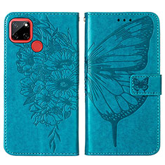 Funda de Cuero Cartera con Soporte Mariposa Carcasa Y01B para Realme C12 Azul