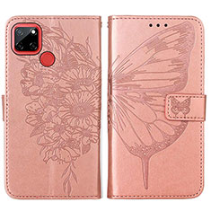 Funda de Cuero Cartera con Soporte Mariposa Carcasa Y01B para Realme C25 Oro Rosa