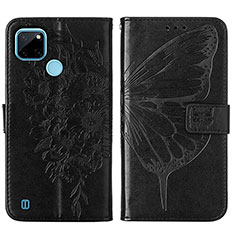 Funda de Cuero Cartera con Soporte Mariposa Carcasa Y01B para Realme C25Y India Negro